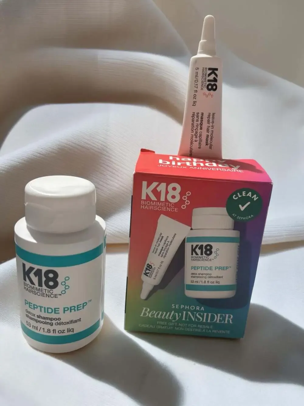 K18 Biomimetic Hairscience Peptide Prep Detox Shampoo & Leave-In Molecular Repai